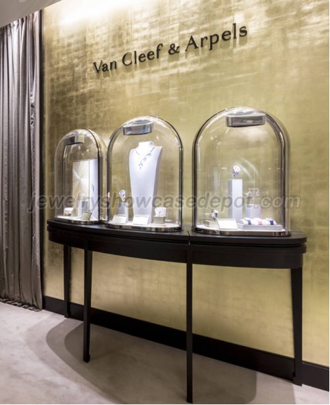 Luxe vloerstaande koepel glazen sieraden winkel vitrine
